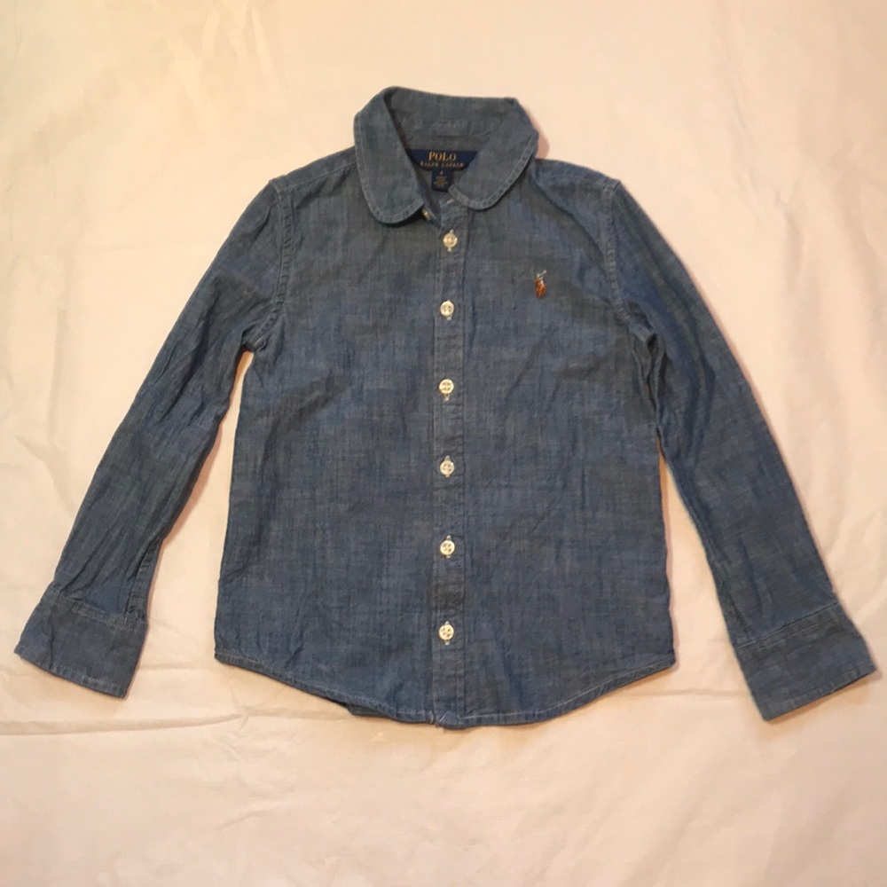 Polo Ralph Lauren Girls Chambray Blouse Sz 6
